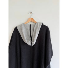 Load image into Gallery viewer, Eileen Fisher Cotton-Cashmere Hooded Open-Front Cape Poncho Black Grey OS
