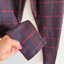 Load image into Gallery viewer, Beyond Yoga Softmark Caught In The Midi Leggings Dark Cherry Preppy Plaid L
