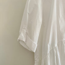 Load image into Gallery viewer, NWT Zara Half Sleeve Henley Neck Lightweight Mini Shirt Dress White L
