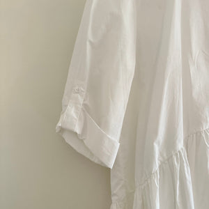 NWT Zara Half Sleeve Henley Neck Lightweight Mini Shirt Dress White L