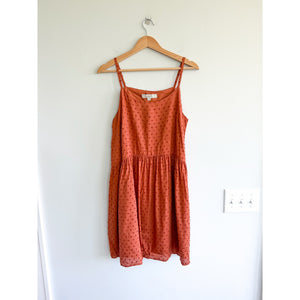 Loft Swiss Dot Cami Swing Scoop Neck Mini Dress Orange M NWT