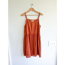 Load image into Gallery viewer, Loft Swiss Dot Cami Swing Scoop Neck Mini Dress Orange M NWT
