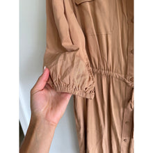 Load image into Gallery viewer, The Drop x Cella Jane Praline Gathered-Waist Mini Shirt Dress Brown L
