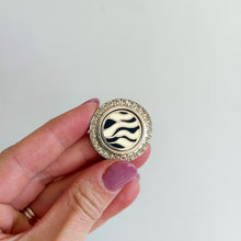 Load image into Gallery viewer, Gianni Versace Vintage Stamped Gold Tone Border Zebra Stripe Brooch Gold
