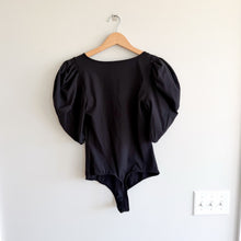 Load image into Gallery viewer, Free People Intimately Va Va Voop V-Neck Puff Sleeve Stretch Bodysuit Black S

