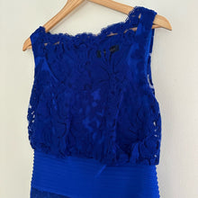 Load image into Gallery viewer, Tadashi Shoji Embroidered Lace Blouson Waist Dress Marna Blue 8
