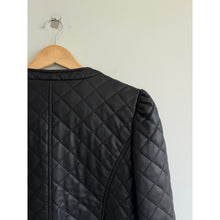 Load image into Gallery viewer, J. Society Quilted Vegan Leather Gold Button Front Casual Jacket Black M
