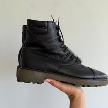 Load image into Gallery viewer, Robert Clergerie Fur Lining Leather Combat Lace Up Ankle Boots Black 8.5
