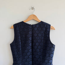 Load image into Gallery viewer, Carmen Marc Valvo Jacquard Circle Pattern Sleeveless Mini Cocktail Dress Navy 10
