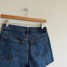 Load image into Gallery viewer, Abercrombie &amp; Fitch The Mom High Rise Raw Hem Denim Jean Shorts Blue 25 NWT
