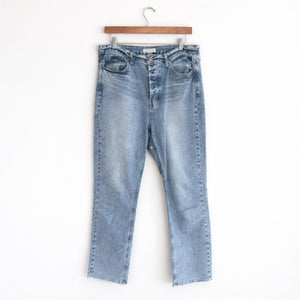Unpublished Denim High Rise Pockets Button-Fly Straight Jeans Blue 32