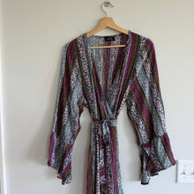 Load image into Gallery viewer, Saachi Anthropologie Wrap V-Neck Long Sleeve Maxi Kimono Cover-Up Dress OS
