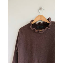 Load image into Gallery viewer, Zara Ruffle Trim Knit Long Sleeve Mock Neck Pullover Sweater Brown S
