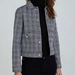 Adriano Goldschmied Evonne Houndstooth Cropped Button Front Jacket XS