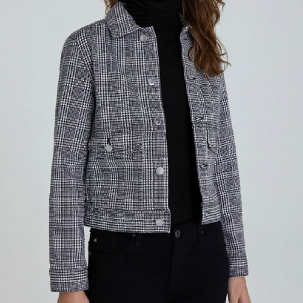 Adriano Goldschmied Evonne Houndstooth Cropped Button Front Jacket XS