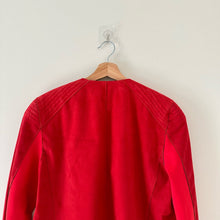 Load image into Gallery viewer, Elie Tahari Lamb Suede Asymmetrical Zip Moto Jacket Red L
