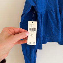 Load image into Gallery viewer, Anthropologie Pilcro Textured Babydoll Long Sleeve Crop Top Blue XXS
