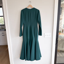 Load image into Gallery viewer, Carolina Herrera Crepe Pleated Midi Cocktail Dress Pine Green

