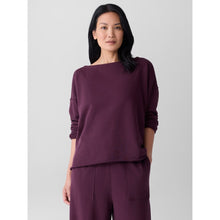 Load image into Gallery viewer, Eileen Fisher Organic Cotton Terry Boxy Fit Top Plum Purple M
