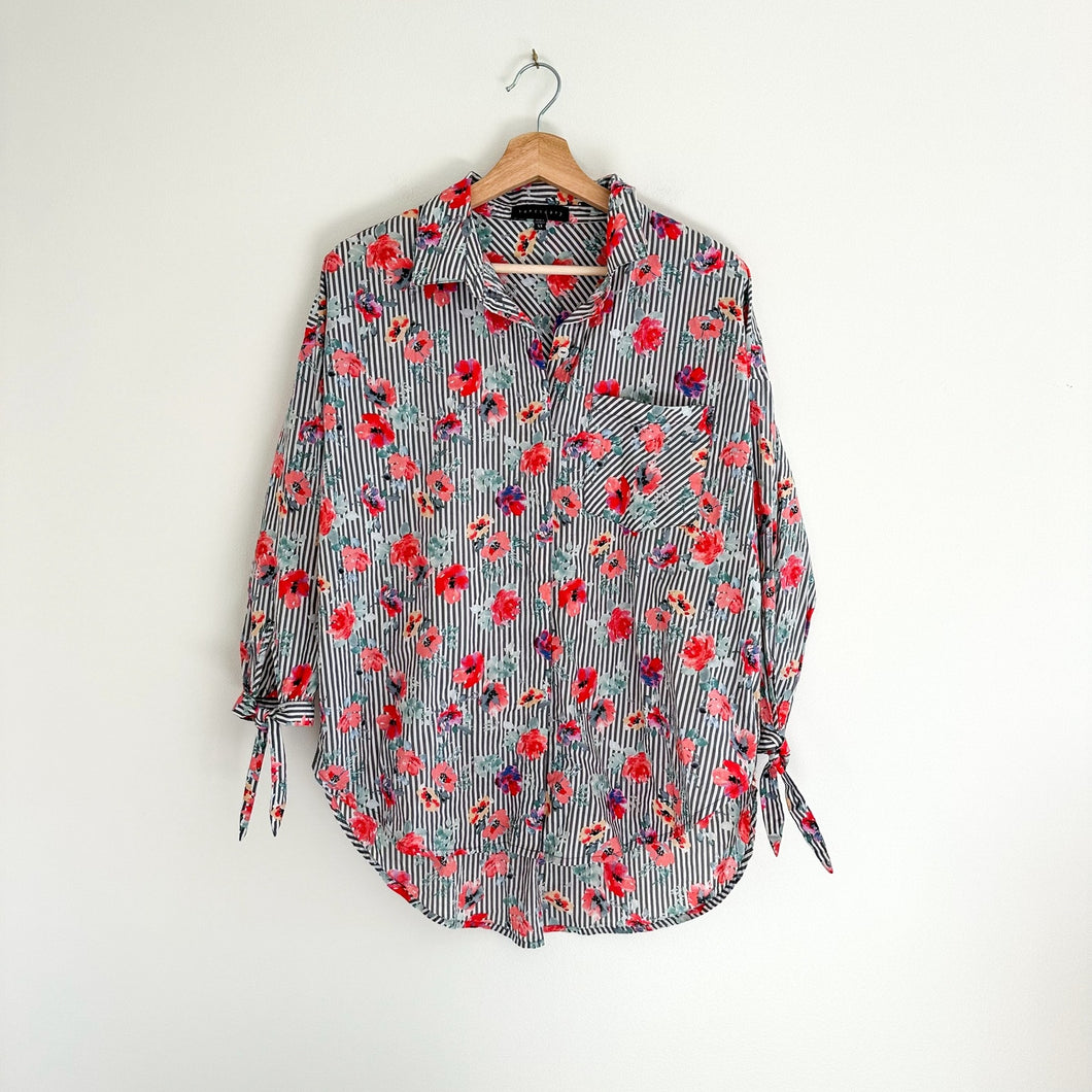 Sanctuary Floral Striped Button Up Shirt XS