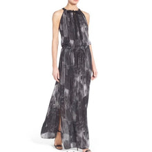 Load image into Gallery viewer, Elie Tahari York Silk Tie Neck Blouson Maxi Dress Black M
