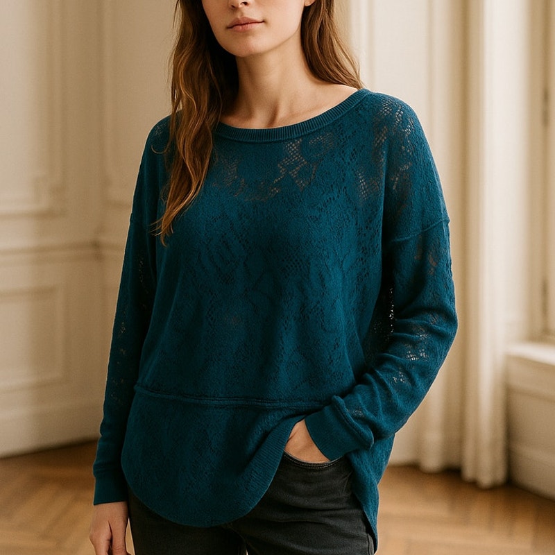 Free People Not Cold In This Lace Top Deep Jewel S NWT