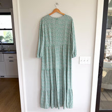 Load image into Gallery viewer, Boden Floral Print V-Neck Balloon Sleeve Maxi Dress Green 12 NWT
