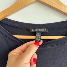 Load image into Gallery viewer, Eileen Fisher Drawstring-Waist Sleeveless Crewneck Dress Navy L
