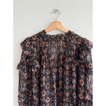 Load image into Gallery viewer, Ulla Johnson Miray Silk Metallic Fleck Chiffon Blouse Black Multi 2
