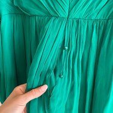 Load image into Gallery viewer, Teri Jon by Rickie Freeman Crystal Embellished Pleated Maxi Gown Green 10
