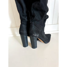 Load image into Gallery viewer, Express Faux Suede Pointed Toe High Heel Boots Black 7
