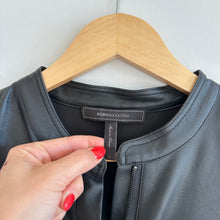 Load image into Gallery viewer, BCBGMaxAzria Faux Leather A-Line Sleeveless Shirt Dress Black L
