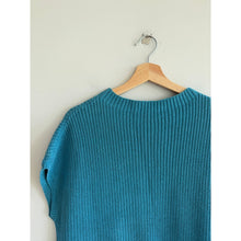 Load image into Gallery viewer, Lillusory Ribbed Knit Crew Neck Short Sleeve Pullover Sweater Teal M
