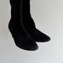Load image into Gallery viewer, Cole Haan Suede Knee High Pointed Toe Heel Boots Black 5 1/2
