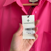 Load image into Gallery viewer, Tuckernuck Callahan Collared 3/4 Sleeve Flowy Mini Shirt Dress Hot Pink M NWT
