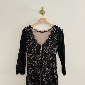Diane Von Furtenberg Colleen 3/4 Sleeve Lace Mini Dress Black 4
