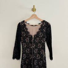 Load image into Gallery viewer, Diane Von Furtenberg Colleen 3/4 Sleeve Lace Mini Dress Black 4
