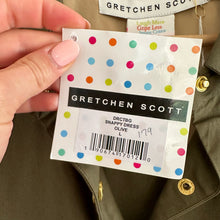 Load image into Gallery viewer, Gretchen Scott Snappy 3/4 Sleeve Collared Shirt Dress Olive Green L
