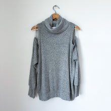 Load image into Gallery viewer, Allison Joy Shannon Cutout Cold Shoulder Cowl Neck Sweatshirt Heather Grey L NWT
