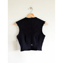 Load image into Gallery viewer, Alo Ribbed Sweetheart Short Sleeve Cropped Top Black M NWT
