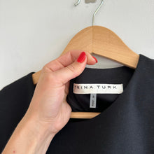 Load image into Gallery viewer, Trina Turk Bell Sleeve Crew Neck Mini Dress Black 8
