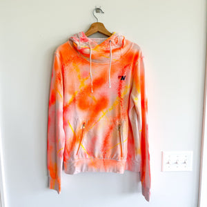 Aviator Nation Rare Artist Collection Ninja Tie Dye Hoodie Sweatshirt Orange L
