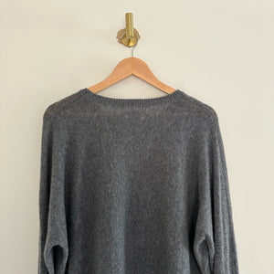 Lauren Moshi Cashmere Ladona Electric Evil Eye Draped Fit Pullover Sweater Gray XL