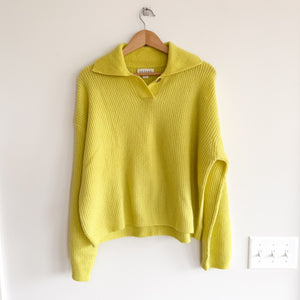 Velvet by Graham & Spencer Shay Cozy Knit Polo Sweater Yellow L