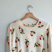 Load image into Gallery viewer, Joie Varden Cashmere Cherry Pattern Crew Neck Pullover Sweater Porcelain M NWT
