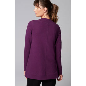 J. Jill Fit Tweeded French Terry Side-Slit V-Neck Casual Tunic Top Purple L NWT
