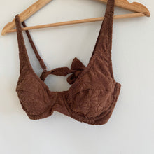 Load image into Gallery viewer, Somerfield Swim Navagio Textured Underwire Tie Back Bikini Top Mocha M

