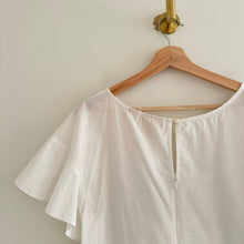 Load image into Gallery viewer, Anthropologie Maeve Ruffled Sleeve Poplin Round Neck Blouse White 10
