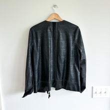 Load image into Gallery viewer, Lafayette 148 Anasophia Leather Metallic Jacket in Black Metal L

