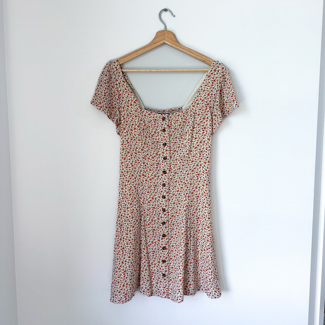 American Eagle Floral Smocked Back Button Front Mini Dress M